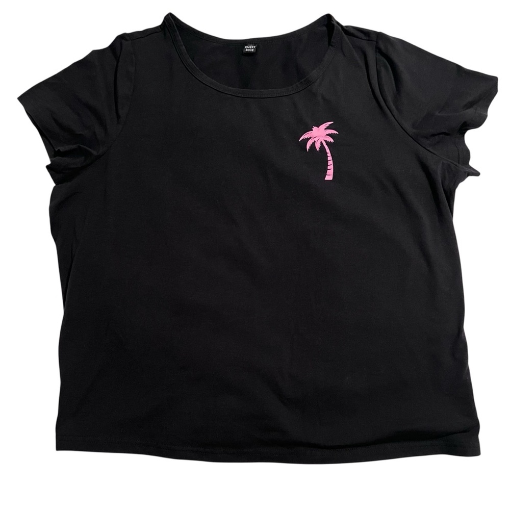 EMERY ROSE GRAPHIC BLACK TEE w/ PINK PALM TREE 🌴